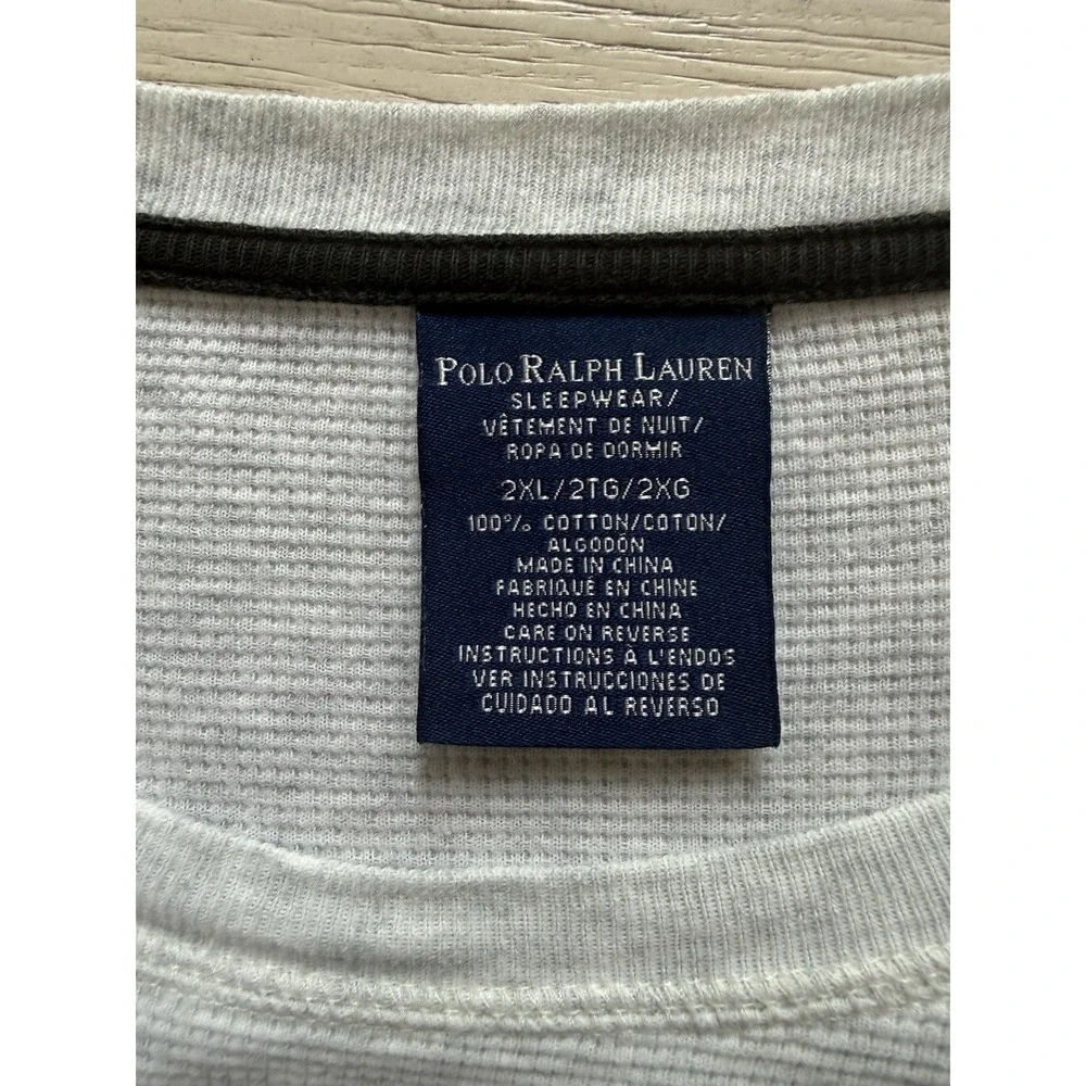Polo Ralph Lauren Men Gray Waffle Knit Thermal Sleepwear Shirt Long Sleeve 2XL